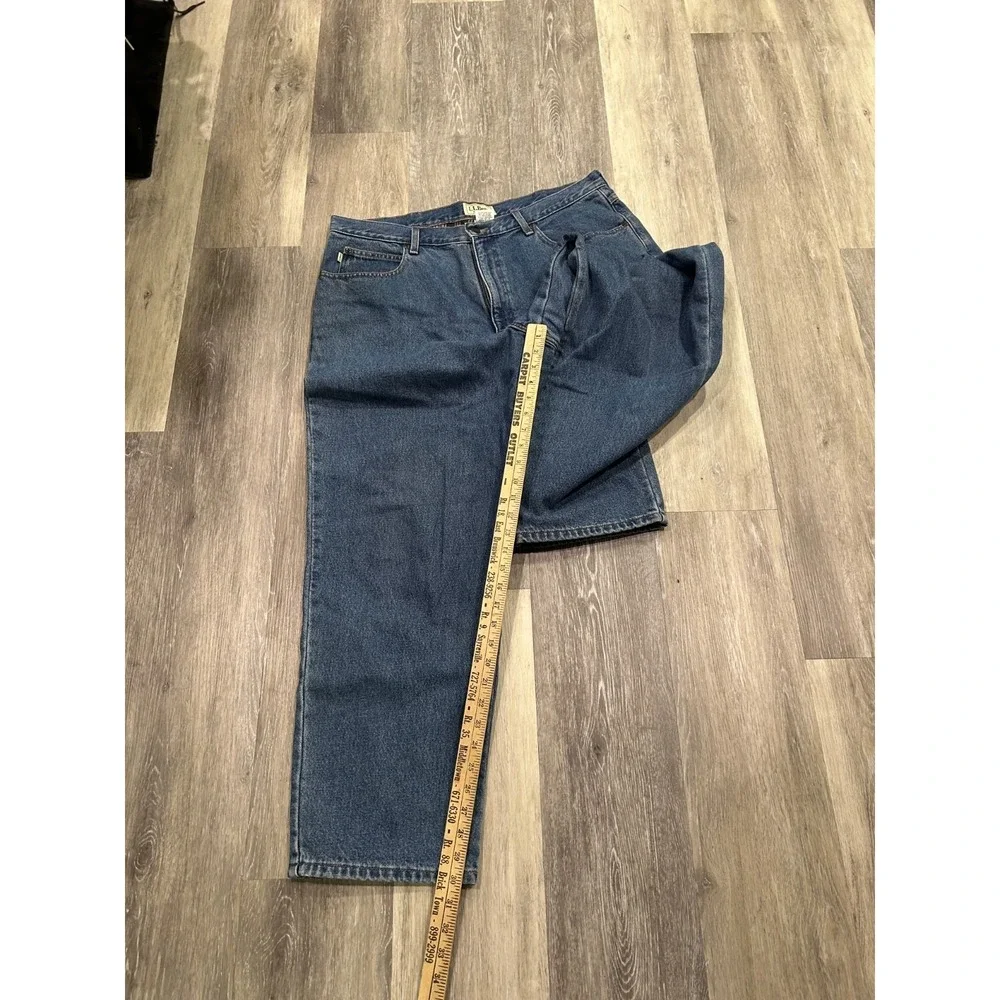 LL Bean Double L‎ Jeans Mens 38x30 Medium Wash Denim Flannel Lined Relaxed Fit